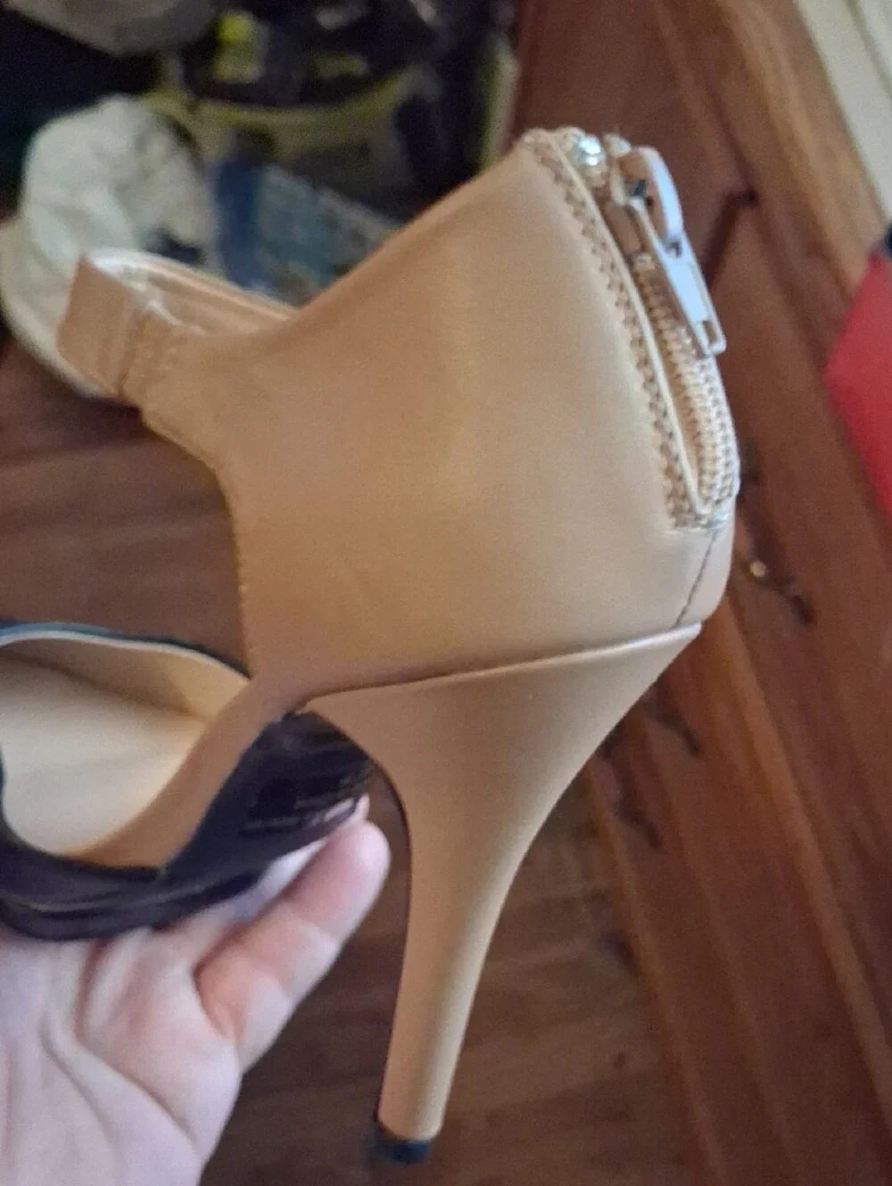 Charlotte Russe Black and Nude Two-Tone Ankle Strap Stiletto